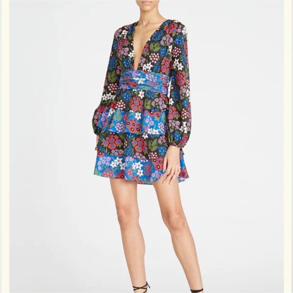 AMUR Tressa Tiered Ruffle Floral Mini Dress